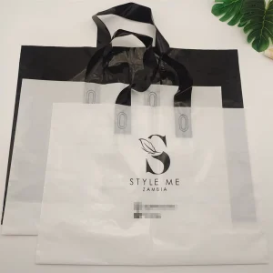 Custom Poly Bag Soft Loop Handles LDPE/HDPE Tote Shopping Plastic Bag With Own Logo for Clothing Packaging