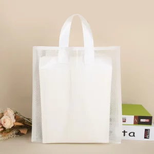 Custom Poly Bag Soft Loop Handles LDPE HDPE Tote Shopping Plastic Bag With Own Logo for Shoes Clothing Food Packaging