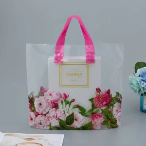 Custom Poly Bag Soft Loop Handles LDPE HDPE Tote Shopping Plastic Bag with Own logo for Clothing Packaging