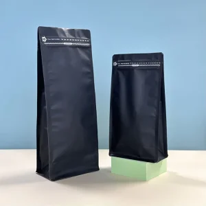 Custom Print 100g 250g 340g 500g 1kg Black White Flat Bottom Foil Coffee Bean Bag Packaging Bolsas Cafe With Valve