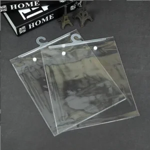Custom Print Clear Plastic Hook Clothing Bags Biodegradable Zip Lock Packaging Bag for Clothing