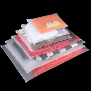Custom Print Logo Transparent Slide Zipper Zip Lock Clear Package Clothing Bag T Shirt Packaging Poly Plastic Bags for Clothes