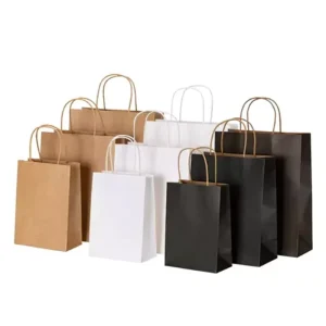 Custom Print Your Own Logo Black Recyclable Shopping Gift Garment White Cardboard Square Bottom Paper Bags Clothing Shoes