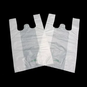 Custom Print logo Cornstarch Plastic Shopping Carry Bag Eco Supermarket Plastic Handbag Bioplastic T-shirt Bag