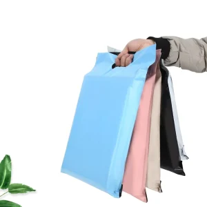 Custom Print logo Plastic Apparel Mailing Courier Poly Mailer Shipping Packing Postage Parcel Bag with Handle