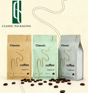 Custom Printed 250g 500g 1kg Coffee Beans Pouches Food Grade Aluminum Foil Flat Bottom Coffee Plastic Bags With Zipper And Valve