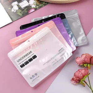 Custom Printed 3 Sides Sealed Recyclable Mylar Clear Resealable Packaging Plastic Bags for Underwear Zip Lock Pouch Zipper