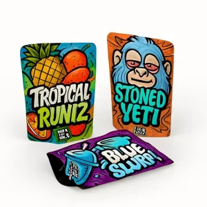 Custom Printed 3.5g 7g 14g 28g Mylar Plastic Bags Stand up Pouch With Zipper Smell Proof Packaging