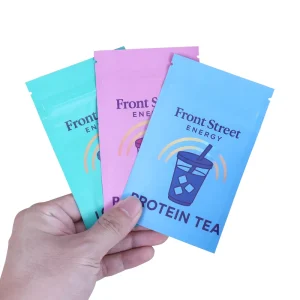 Custom Printed Aluminum Foil Polyester Zipper Bag for Tea Packaging Reusable Stand Up Pouch