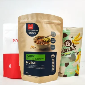 Custom Printed Bag Paper Kraft Paper Pouch Food Grade Resealable Packaging OEM ODM Retail Use