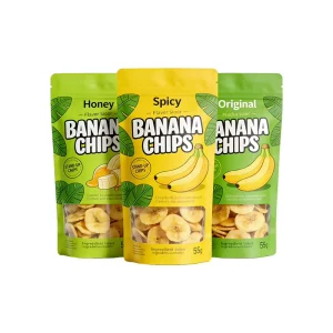 Custom Printed Banana Chips Resealable Packaging Stand up Zipper Pouch Plastic Bag for Fruit Chips