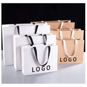 Custom Printed Brand Logo Design Custom Paper Bag Luxury Paper Bag Promotion Clothing Retail Gift Shopping Paper Bag