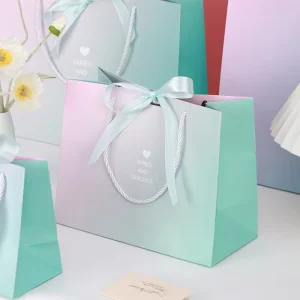 Custom Printed Brand Logo Packaging Paper Bag with Handle White Black Shopping Gift Paper Bags