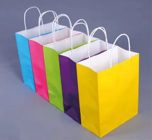 Custom Printed Brown Kraft Paper Packaging Food Bag with Handle Own Logo Shopping Bag for Supermarket Use