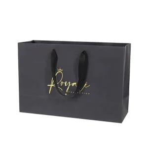 Custom Printed Cardboard Gift Paper Bag with Handles, Reusable Shopping Bag