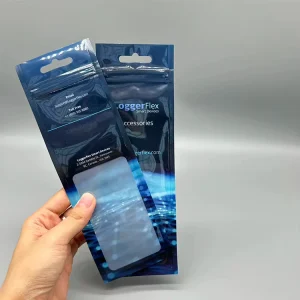 Custom Printed Clear Window Vacuum Zipper 3 Side Seal Accessories Flat Pouch With Hanging Hole Packaging Bags