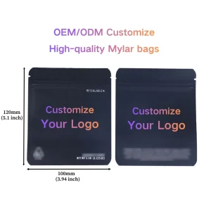 Custom Printed Custom Logo Digital Printing Black 3.5g Baggies Smell Proof Candy Plastic Packaging Mylar Zipper Bags