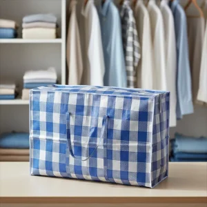 Custom Printed Eco-Friendly Durable Laminated PP Woven Zipper Top Shopping Bags Reusable Household Bedding 100% Virgin