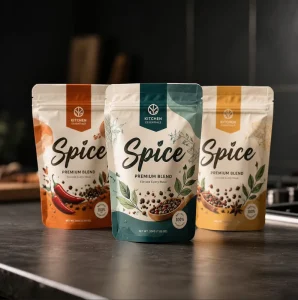 Custom Printed Gravure Printing Food Grade Aluminum Foil Stand up Pouch with Zipper Top for Flexible Empty Spice Packaging