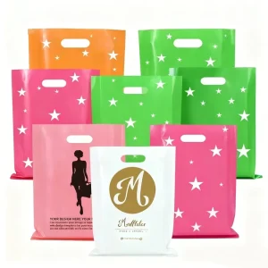 Custom Printed Grocery Bag with Logo Waterproof Plastic Bag Recyclable for Retail Market Daily Use