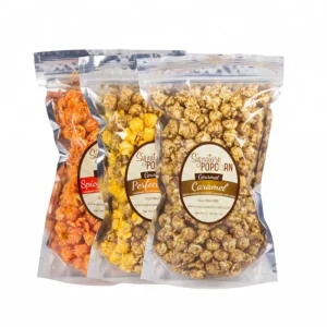 Custom Printed Heat Seal Snack Food Packaging Back Sealed Popcorn Packing Snack Food Bags Popcorn Bag