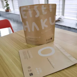 Custom Printed Kraft Paper Bag with Zipper Recyclable Stand up Pouch Clothing Packaging Bags for Underwear Apparel Gift Retail