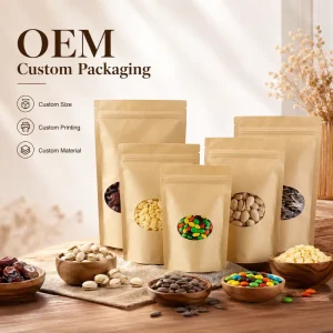 Custom Printed Kraft Paper Packaging Bag Eco Friendly Food Grade OEM ODM
