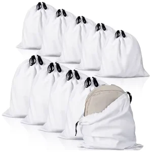 Custom Printed Logo Canvas Cotton Muslin Shoe Bag Gift String Drawstring Bag Packaging Dust Bags for Handbags