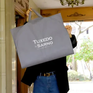 Custom Printed Logo Foldable Garment Packaging Bag Reusable Non Woven Suit Cover Zip Dustproof Organizer Large Capacity