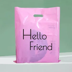 Custom Printed Logo Handle Clothing Gift Personalized Product Packaging Plastic Die Cut Handle Bag