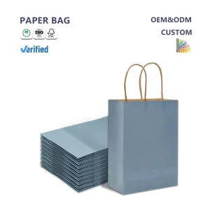 Custom Printed Logo Kraft Paper Bag with Recyclable Handle for Clothing Packaging and Gifts
