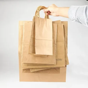 Custom Printed Logo Kraft Paper Packaging Bag with Digital Printing for Food and Gift Shopping