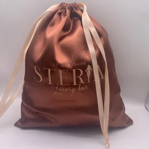 Custom Printed Logo Large Hair Silk Jewelry Eyelash Pouch Shoe Drawstring Bag Satin Dust Bags For Handbags Hair Bags Packaging