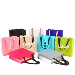 Custom Printed Logo Luxury Paper Portable Gift Bag for Clothing & Travel Eco Friendly Foldable Design
