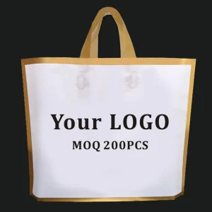 Custom Printed Logo Personalized HDPE LDPE Die Cut Plastic Carry Shopping Bag with Handle