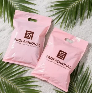 Custom Printed Logo Pink Plastic PE Mailer Envelope Handle Durable Poly Material Shipping Couriers Flyers Bag With Handle