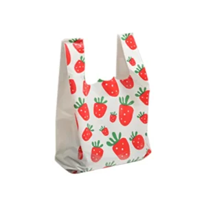 Custom Printed Logo Polyethylene Vest Bag Portable and Durable Plastic Clothing T shirt Bag for Shipping Use