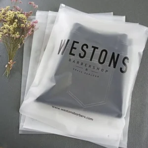 Custom Printed Logo Zipper Bag Plastic Garment Packaging Bags Frosted Transparent T Shirt Skirt Packaging Clothing Plastic Bags