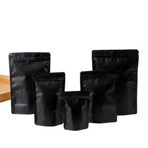 Custom Printed Matte Black Stand Aluminum Foil Zipper Lock Pouch Bags Doypack Mylar Food Grade Chewing Gum Pet Food Storage