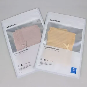 Custom Printed Matte White Recyclable Clothes Socks Underwear Reusable Zipper Bags with Clear Window