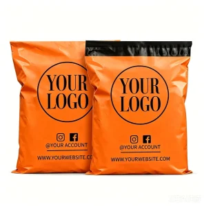 Custom Printed Orange Plastic Shipping Bag Self Sealing Poly Mailer Courier Bag With Social Media Logo for Online Shop Packaging