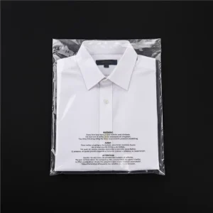 Custom Printed PE Clear Poly Bags with Suffocation Warning Self Adhesive Plastic Bags for T Shirt Clothing Packaging