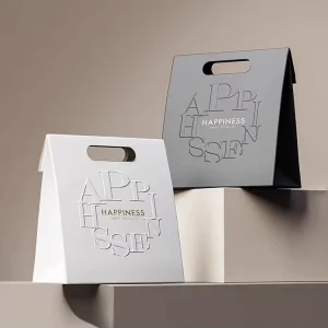Custom Printed Pattern Paper Bags, Eco-friendly Foldable Reusable White Kraft Paper Packaging Bags with Handles