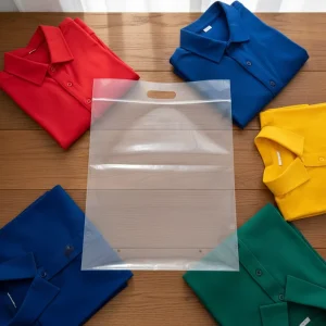 Custom Printed Reusable Portable PE Sealed Die Cut Handle Bag Plastic Bag for Packaging