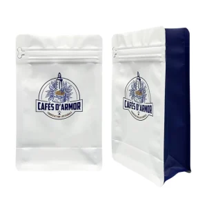 Custom Printed Reusable Resealable Flat Bottom Stand Coffee Zipper Pouch Plastic Foil Food Packaging Side Gusset Tin Tie Bag