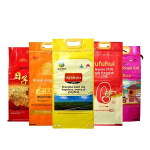 Custom Printed Rice Food Packaging Bags Resealable Plastic Serpentine Pattern Noodle Sacks Laminated Thickened Composite Woven