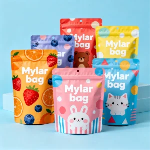 Custom Printed Smell Proof Ziplock Mylar Stand Pouch Sealed Aluminum Child Proof Food Packaging For Sushi Milk Candy