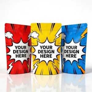 Custom Printed Stand Up Zipper Pouch For Snack Candy Coffee Packaging Food Grade Custom Design Stand Up Bag