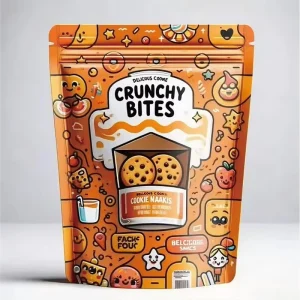 Custom Printed Stand up Pouch Plastic Packaging Food Biscuit Snack Bag Sealed Zipper Lock Mylar Bag