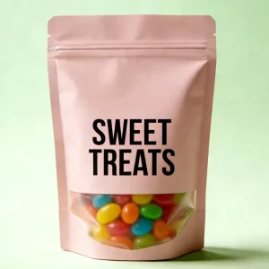 Custom Printed Stand up Ziplock Bag With Clear Window for Candy Food Grade Packaging Mylar Bag with Window